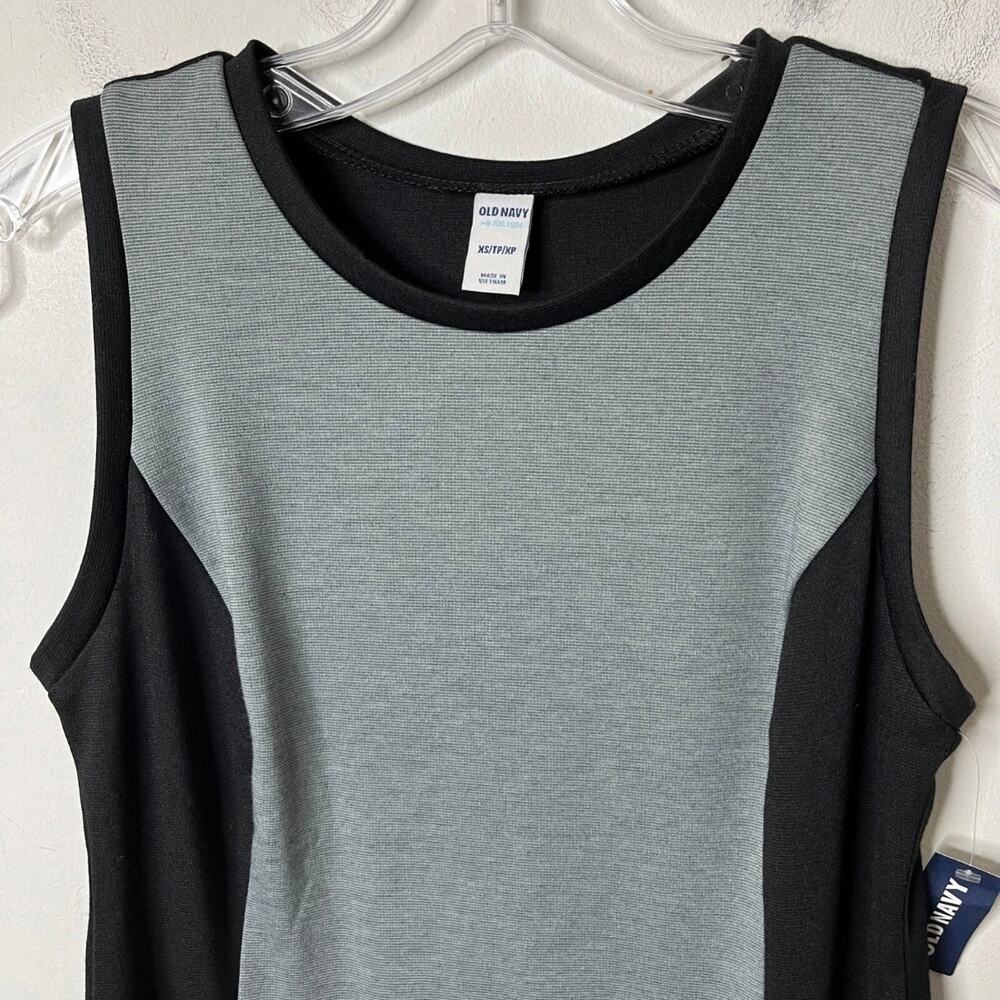Old Navy Women's Bodycon Dress XS Colorblock Black & Gray Sleeveless Ponte Knit - Picture 4 of 8